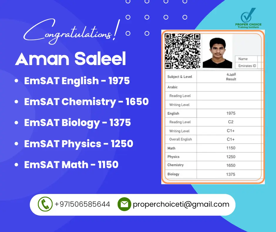 Aman Saleel EmSAT Score