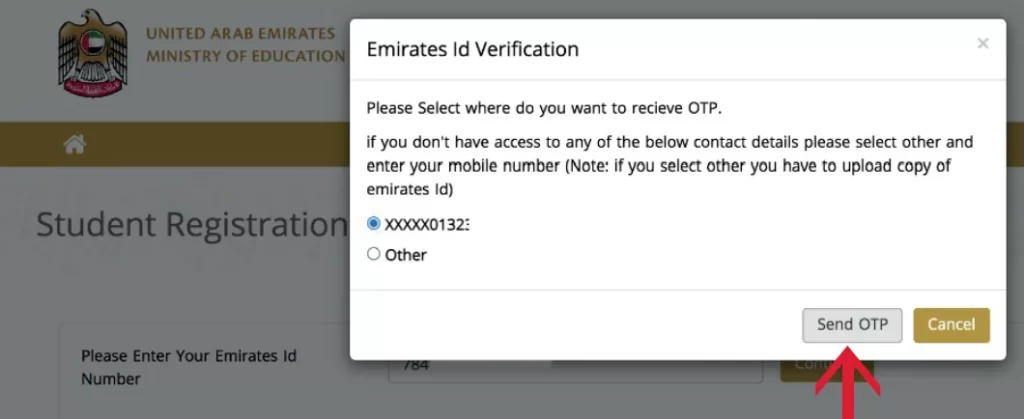 An OTP will be sent to the mobile number linked to the EID (registered on ICA)